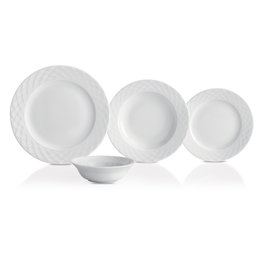 Hermia ALF24Y400 Vajilla de Porcelana Blanca 24 Piezas para Experiencia Gastronómica Elegante y Duradera